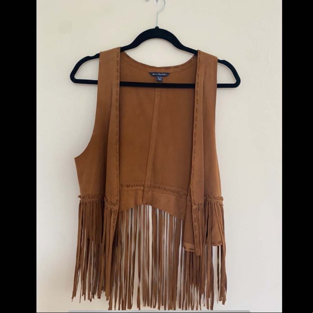 Genuine Leather Cognac Tassel Vest. New!!